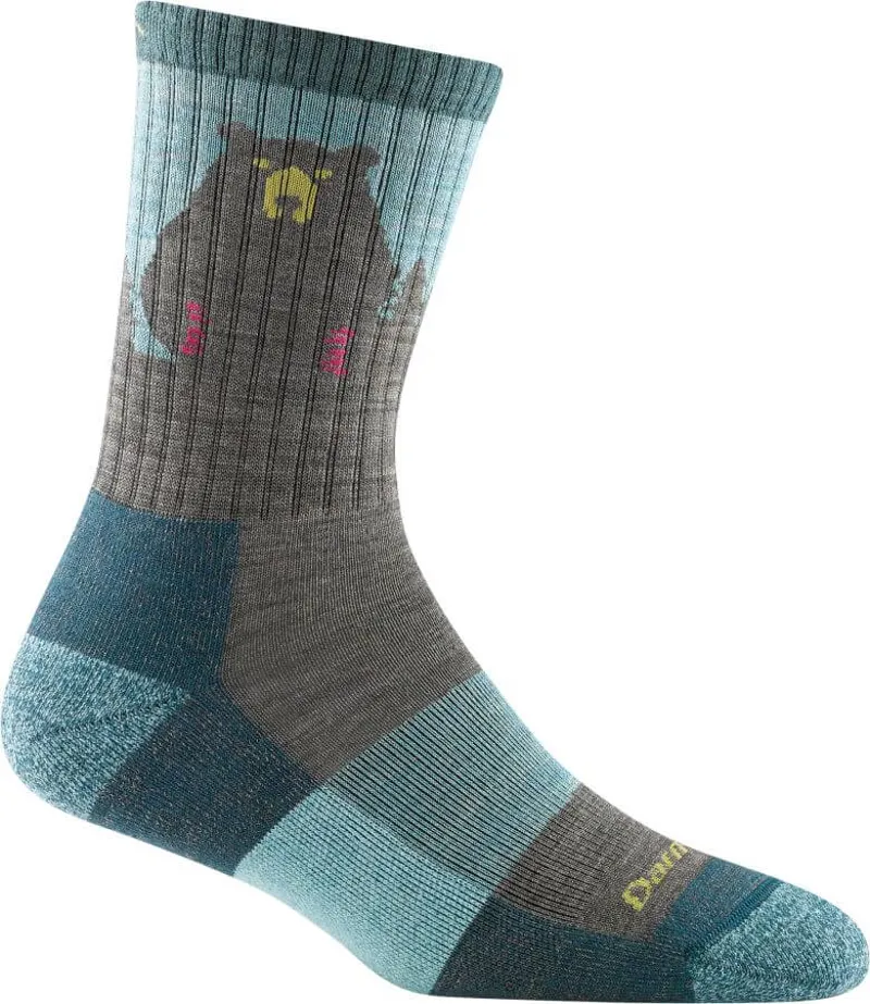 Darn Tough Bear Town Lightweight Cushioned Women's Crew Socks in Aqua