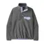 Patagonia Womens' Lightweight Synchilla Snap-T Pullover in Nickel w/Pale Periwinkle
