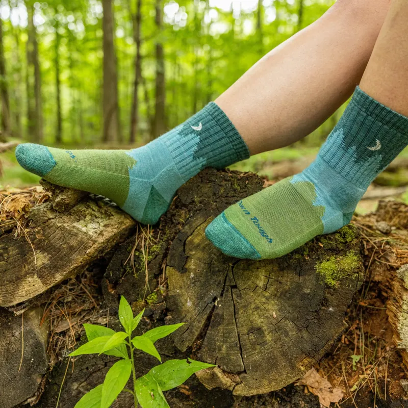 Women's Treeline Micro Crew Midweight Hiking Sock in Aqua-1