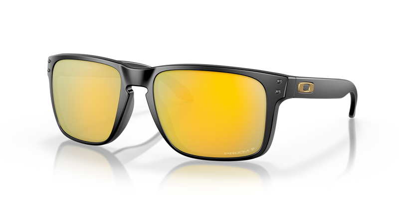 Holbrook XL Prizm Matte Black frame with Prizm 24K Gold polarized lenses