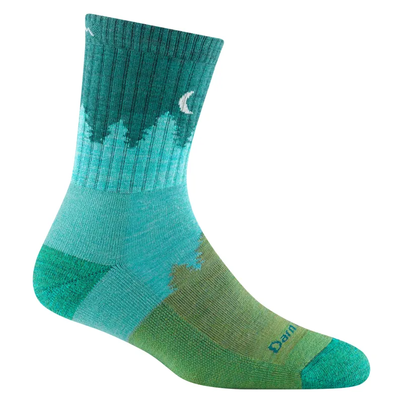Women's Treeline Micro Crew Midweight Hiking Sock in Aqua