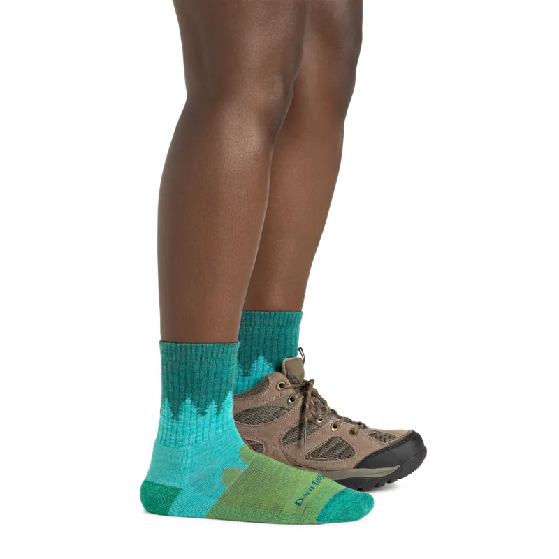 Women's Treeline Micro Crew Midweight Hiking Sock in Aqua-2