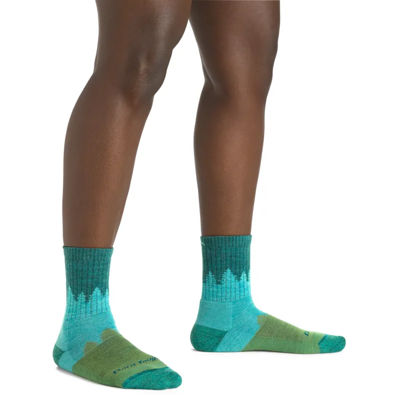 Women's Treeline Micro Crew Midweight Hiking Sock in Aqua-3