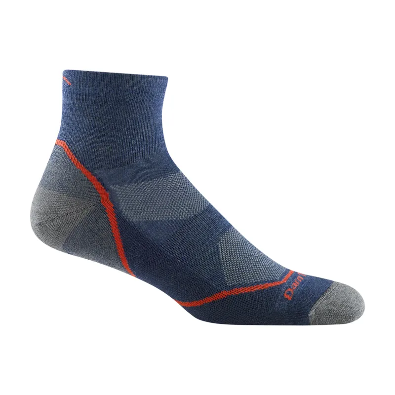 Men's Light Hiker Quarter Lightweight Hiking Socks in Denim