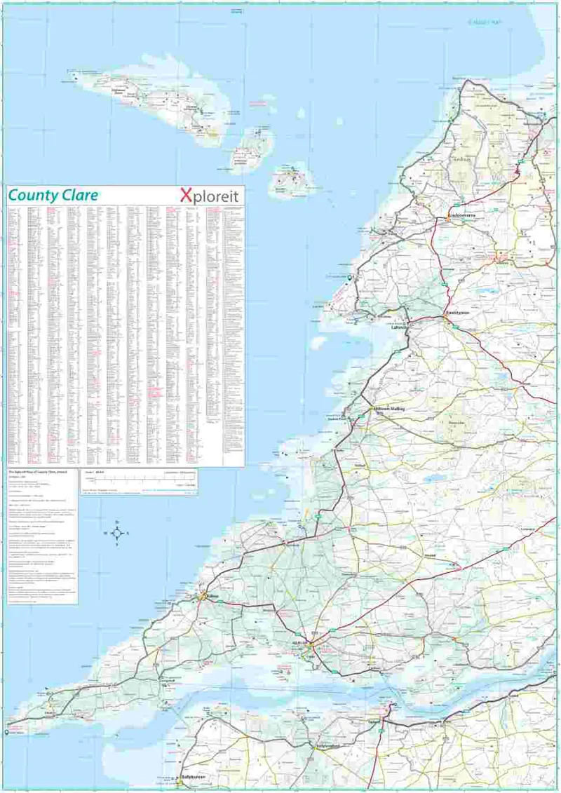 Xploreit County Map of Clare 3rd Edition 2024-6