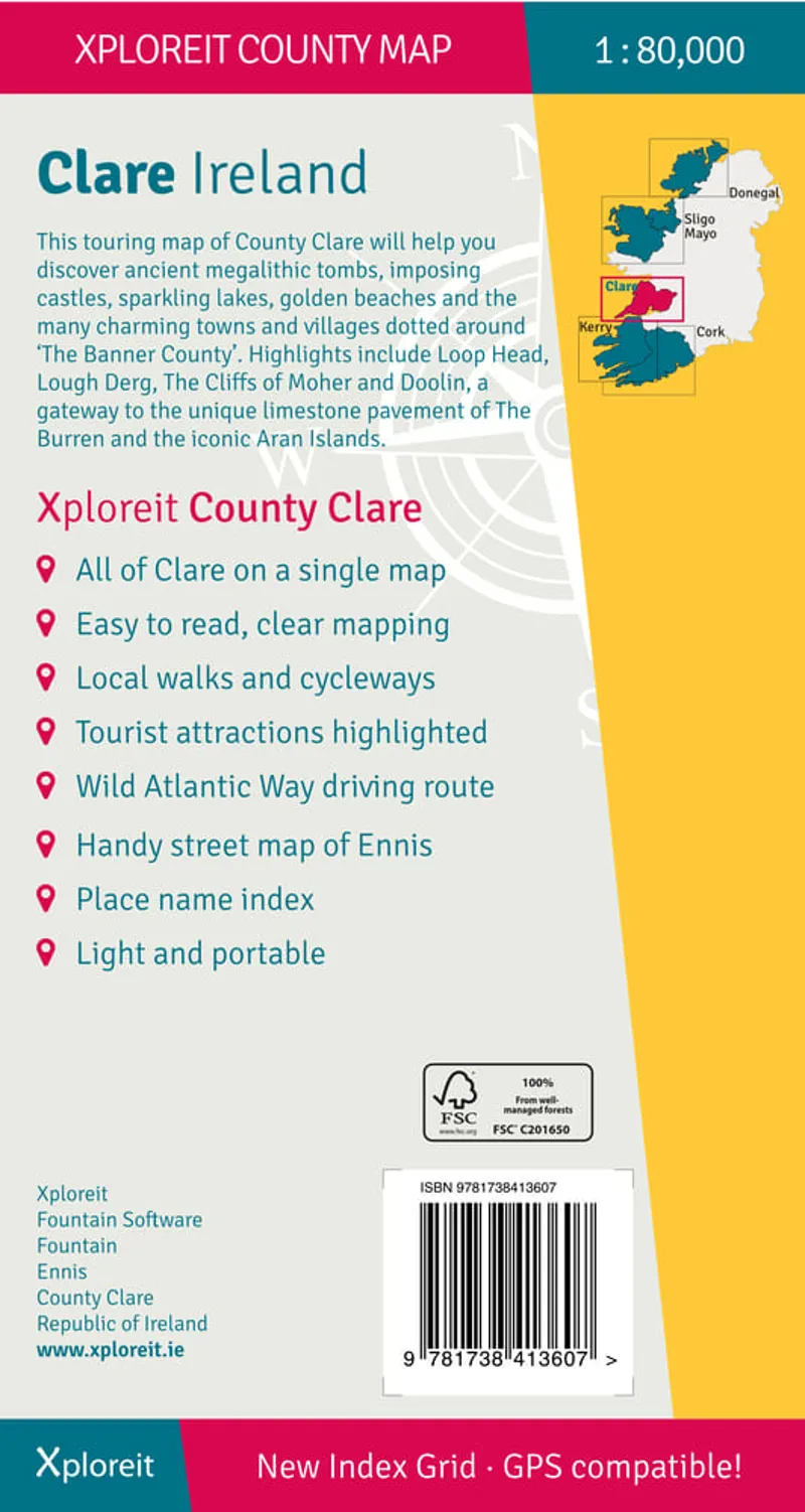 Xploreit County Map of Clare 3rd Edition 2024-1