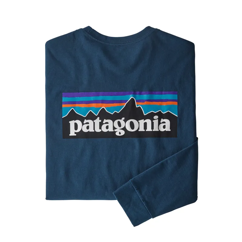 Patagonia P-6 Logo Responsibili-Tee Mens Long Sleeve T-Shirt in Blue