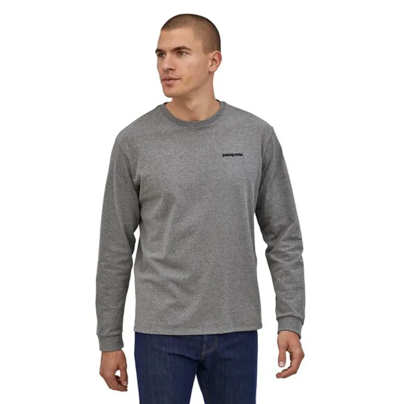 Patagonia P-6 Logo Responsibili-Tee Mens Long Sleeve T-Shirt in Grey-1
