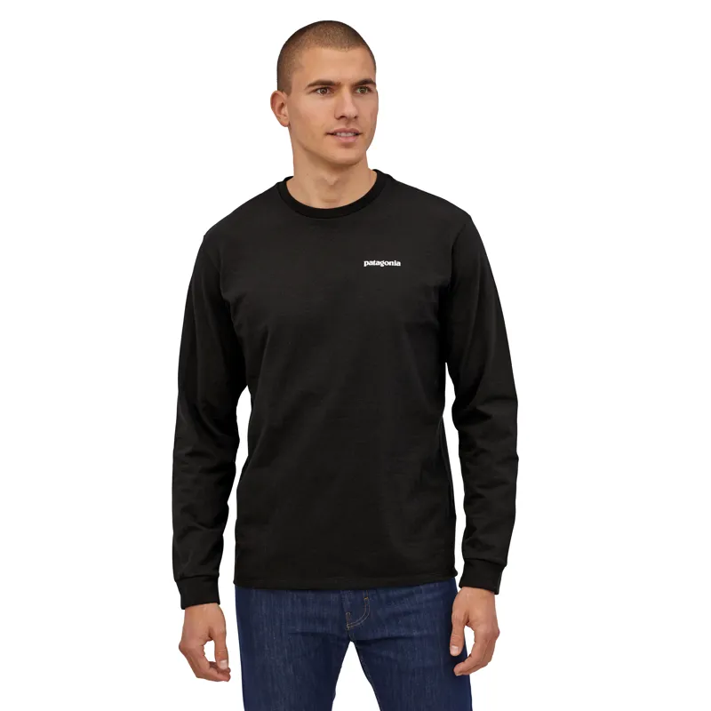 Patagonia P-6 Logo Responsibili-Tee Mens Long Sleeve T-Shirt in Black-1