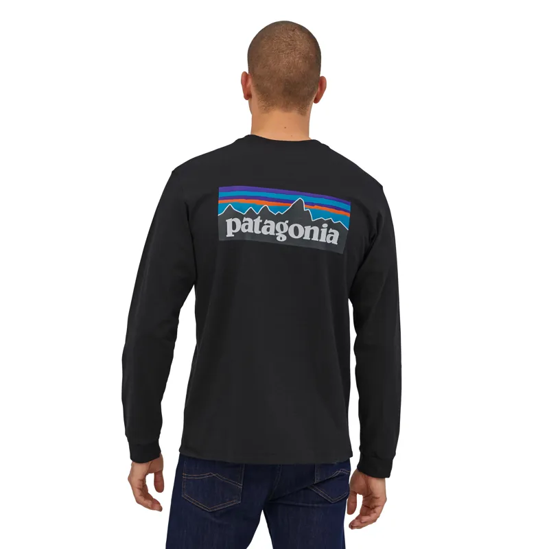 Patagonia P-6 Logo Responsibili-Tee Mens Long Sleeve T-Shirt in Black-2