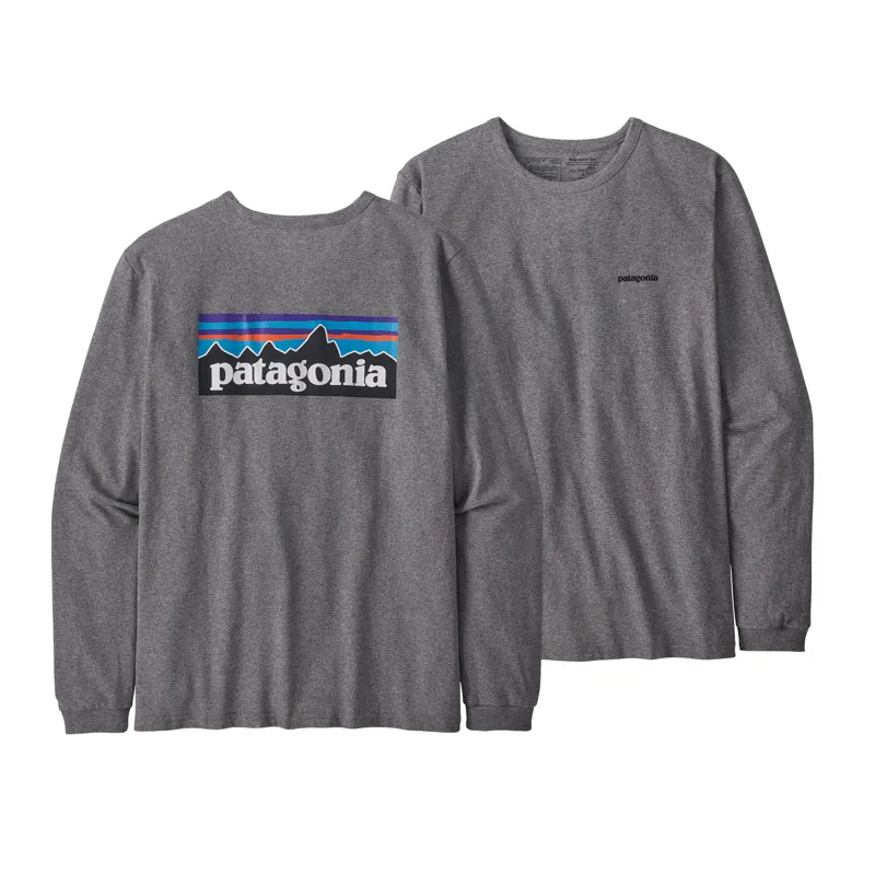 Patagonia Women's P-6 Logo Long Sleeve T-Shirt in Gravel Heather