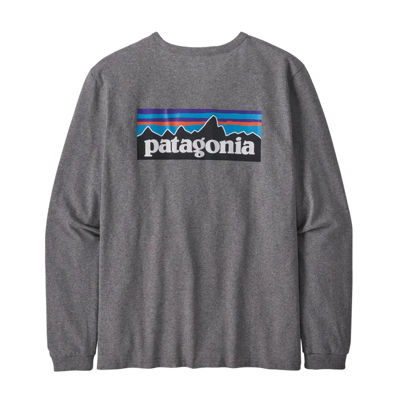 Patagonia Women's P-6 Logo Long Sleeve T-Shirt in Gravel Heather-3