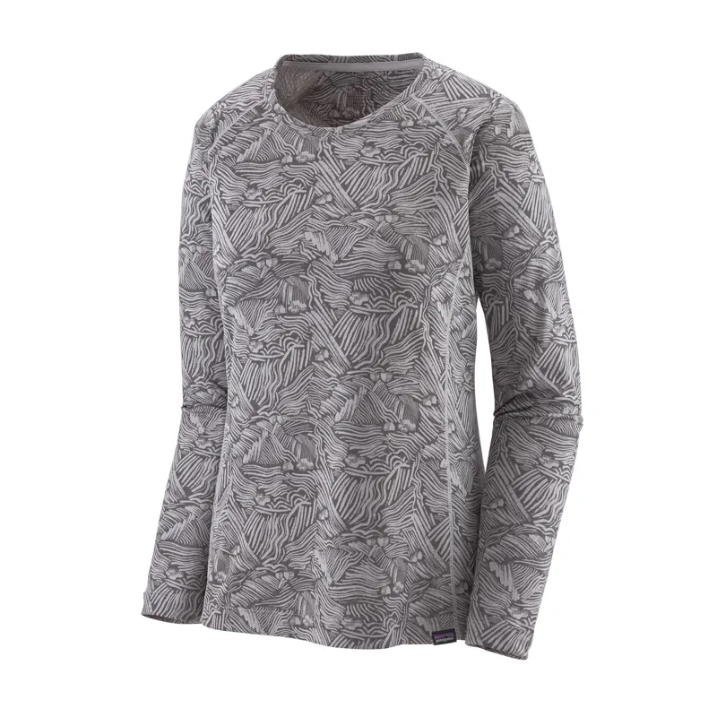 Patagonia Capilene Midweight Womens Crew in Hut To Hut: Salt Grey