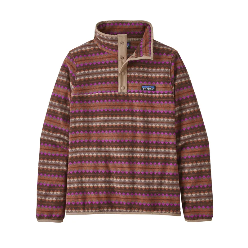 Patagonia Women s Micro D Snap T Pullover in Diamond Stripe Sisu Brown