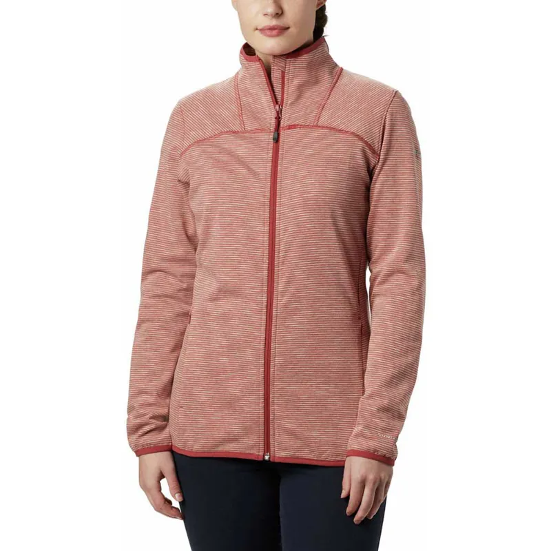 Columbia Firewood Camp Striped Womens Full Zip Fleece in Dusty Crimson