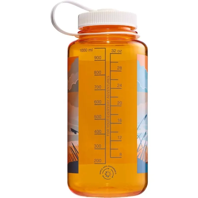Nalgene Bottle Wide Mouth Sustain 1L Trout w/ Landscape Sunset-3