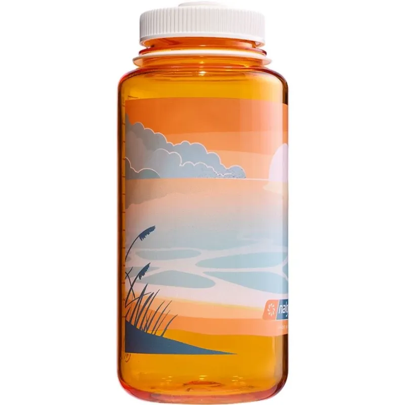 Nalgene Bottle Wide Mouth Sustain 1L Trout w/ Landscape Sunset-2