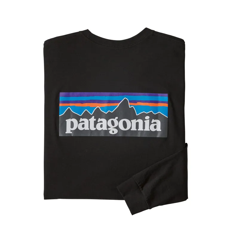 Patagonia P-6 Logo Responsibili-Tee Mens Long Sleeve T-Shirt in Black