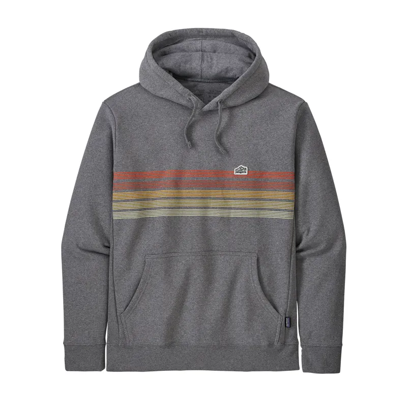 Patagonia Line Logo Ridge Stripe Uprisal Hoody in Gravel Heather