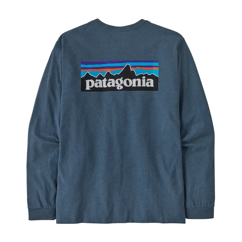 Patagonia P-6 Logo Long Sleeve Responsibili-Tee in Utility Blue